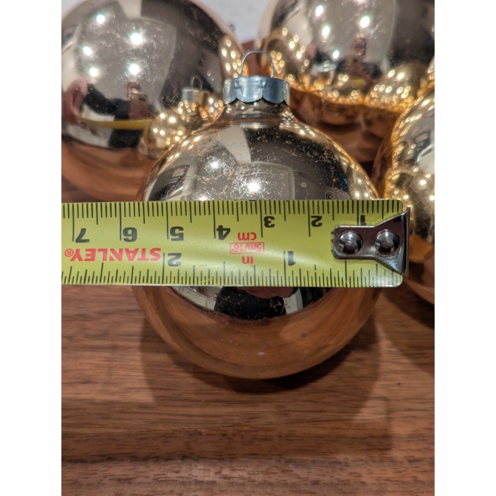 Vintage Rauch 2.5in Gold Mercury Glass Ball CHRISTMAS Ornaments - No Box USA - Picture 8 of 8
